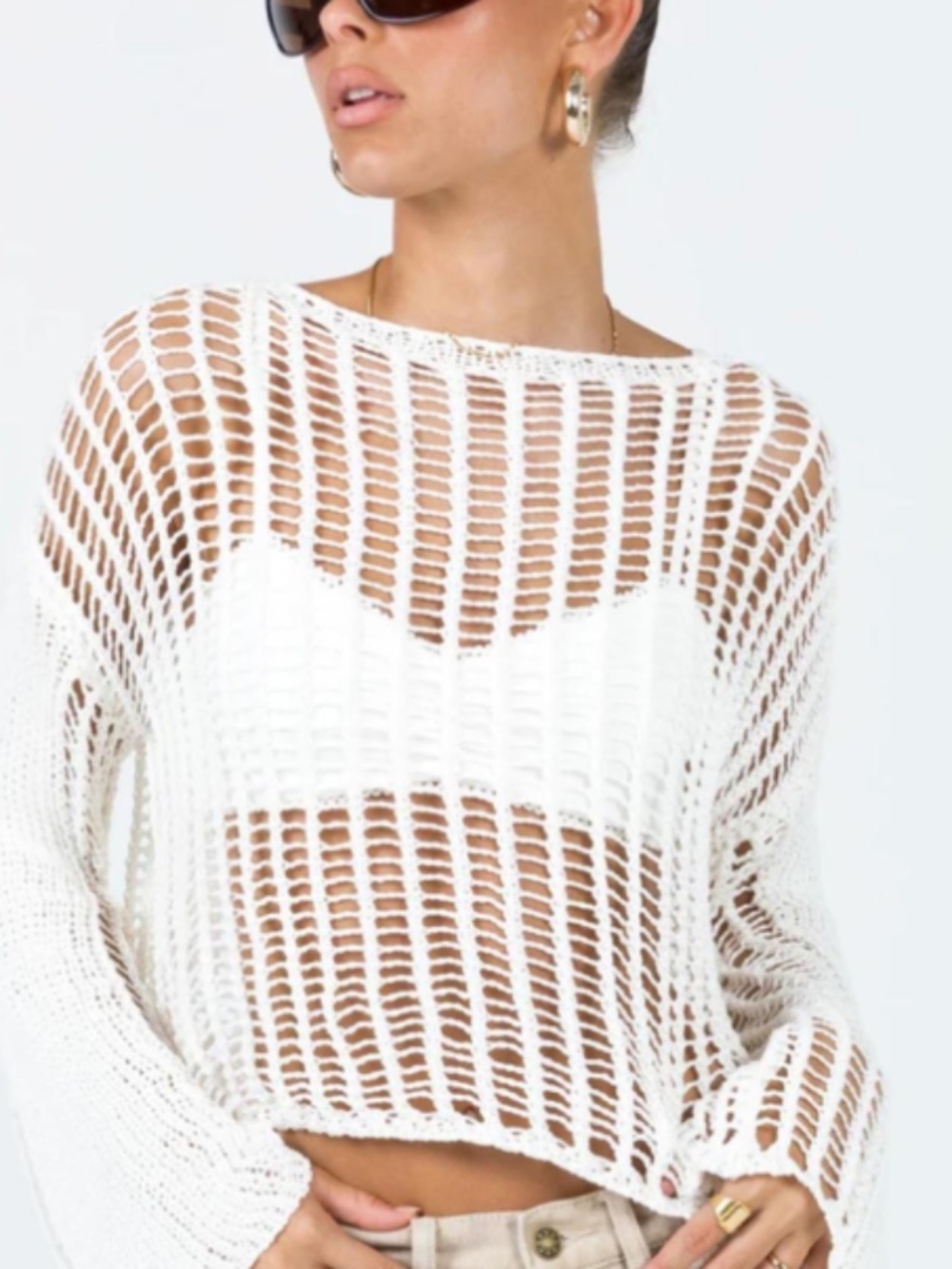 Princess Polly The Kennedy Sweater White Size XS/S